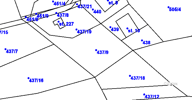Parcela st. 437/9 v KÚ Rokytno v Krkonoších, Katastrální mapa