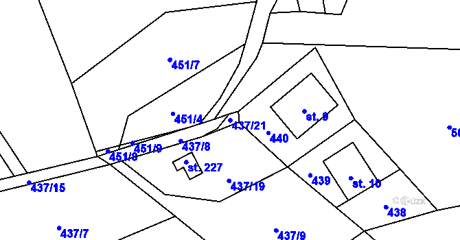 Parcela st. 437/21 v KÚ Rokytno v Krkonoších, Katastrální mapa