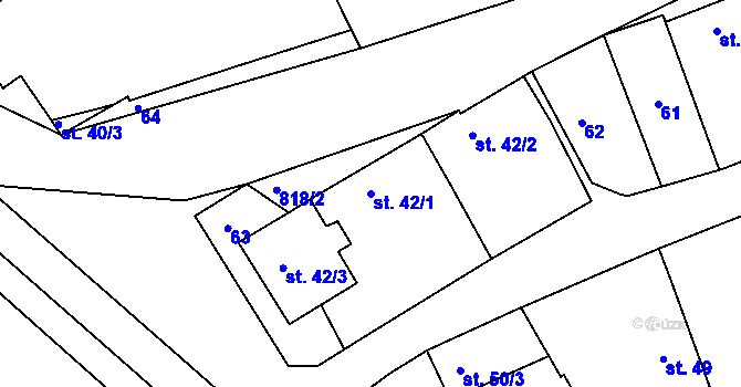 Parcela st. 42/1 v KÚ Rokytnice nad Rokytnou, Katastrální mapa