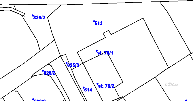 Parcela st. 76/1 v KÚ Rokytnice nad Rokytnou, Katastrální mapa