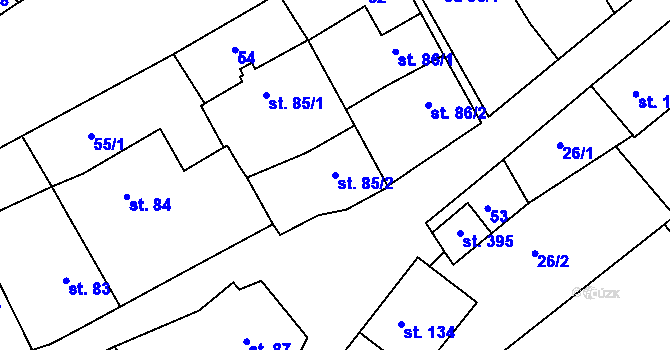Parcela st. 85/2 v KÚ Rokytnice nad Rokytnou, Katastrální mapa