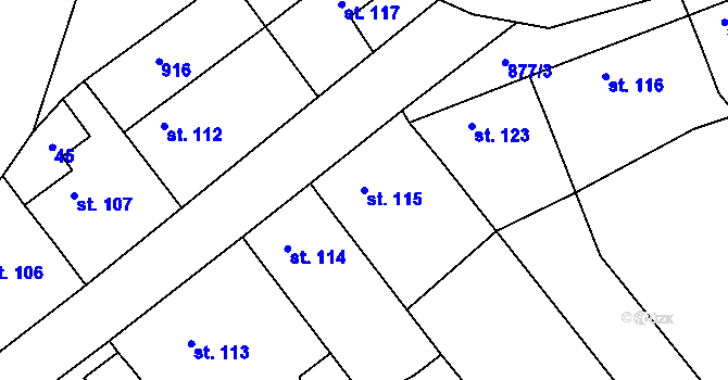 Parcela st. 115 v KÚ Rokytnice nad Rokytnou, Katastrální mapa