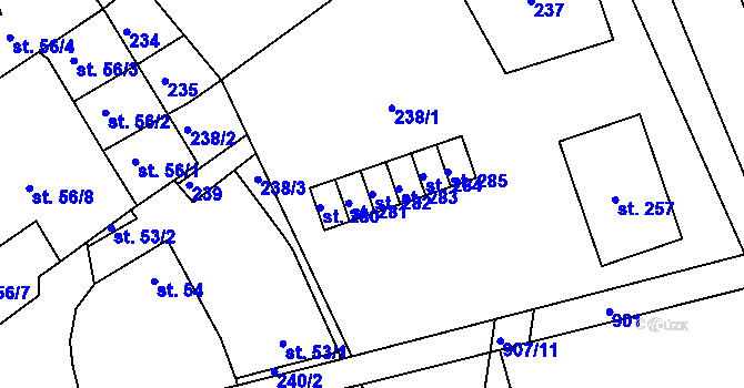 Parcela st. 282 v KÚ Rokytnice nad Rokytnou, Katastrální mapa