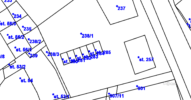Parcela st. 285 v KÚ Rokytnice nad Rokytnou, Katastrální mapa