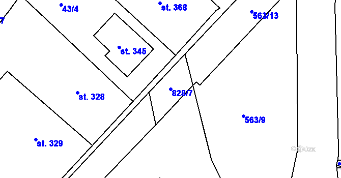Parcela st. 828/7 v KÚ Rokytnice nad Rokytnou, Katastrální mapa