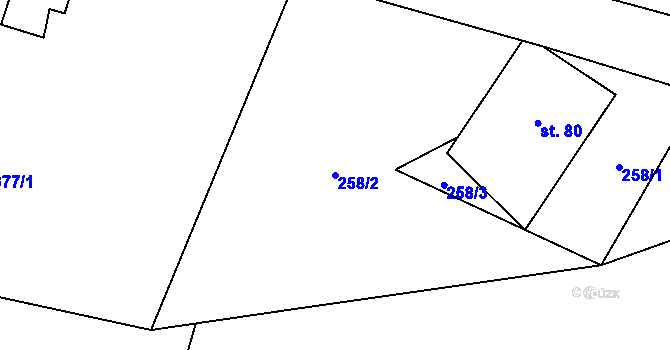 Parcela st. 258/2 v KÚ Panské Pole, Katastrální mapa