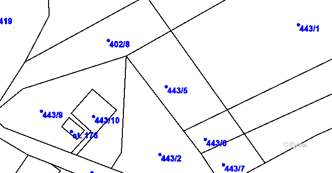 Parcela st. 443/5 v KÚ Panské Pole, Katastrální mapa