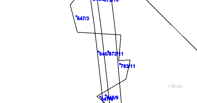 Parcela st. 646/7 v KÚ Panské Pole, Katastrální mapa
