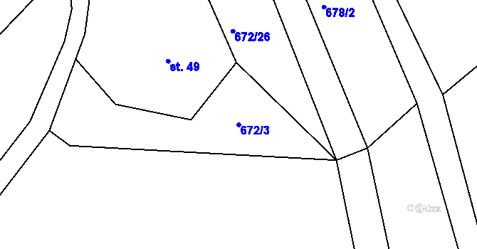 Parcela st. 672/3 v KÚ Panské Pole, Katastrální mapa