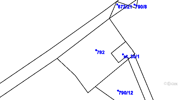 Parcela st. 792 v KÚ Panské Pole, Katastrální mapa