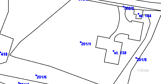 Parcela st. 201/1 v KÚ Prostřední Rokytnice, Katastrální mapa