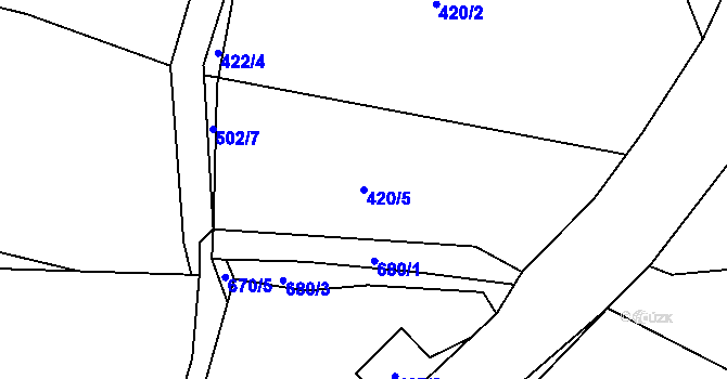 Parcela st. 420/5 v KÚ Prostřední Rokytnice, Katastrální mapa