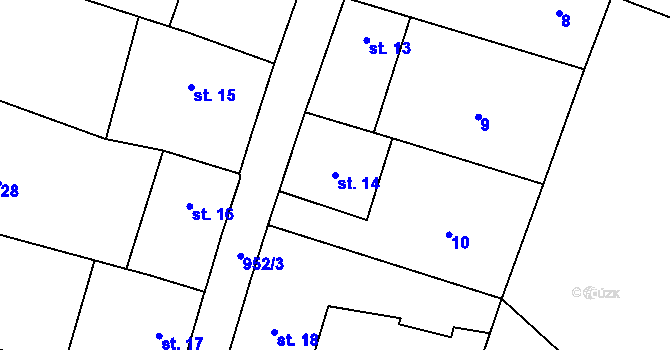 Parcela st. 14 v KÚ Rokytnice v Orlických horách, Katastrální mapa