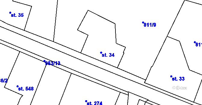 Parcela st. 34 v KÚ Rokytnice v Orlických horách, Katastrální mapa