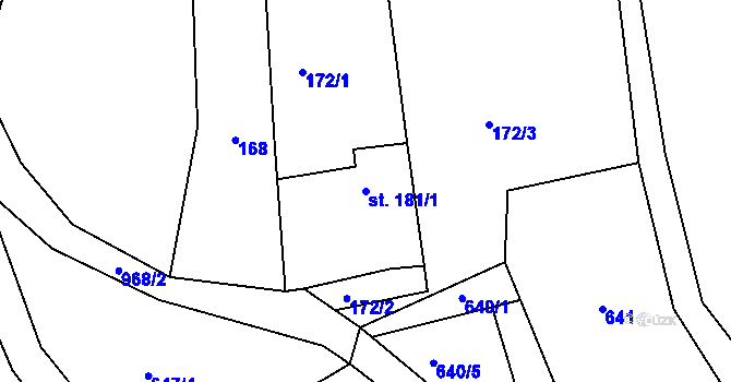 Parcela st. 181/1 v KÚ Rokytnice v Orlických horách, Katastrální mapa