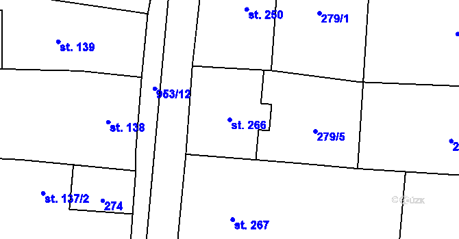 Parcela st. 266 v KÚ Rokytnice v Orlických horách, Katastrální mapa