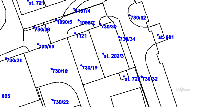 Parcela st. 282/3 v KÚ Rokytnice v Orlických horách, Katastrální mapa