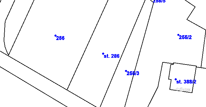 Parcela st. 286 v KÚ Rokytnice v Orlických horách, Katastrální mapa