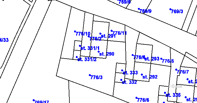 Parcela st. 290 v KÚ Rokytnice v Orlických horách, Katastrální mapa