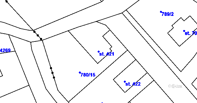 Parcela st. 421 v KÚ Rokytnice v Orlických horách, Katastrální mapa