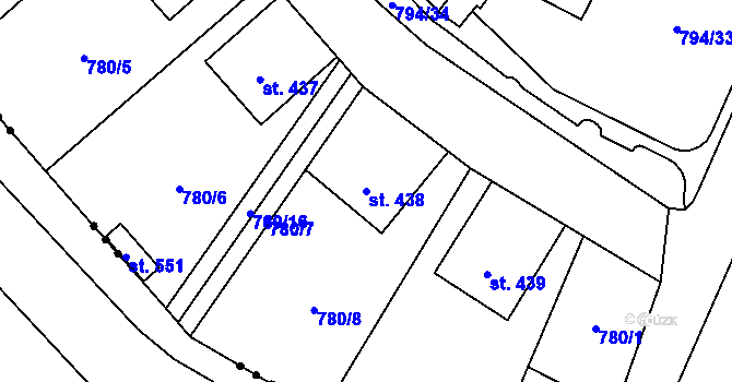 Parcela st. 438 v KÚ Rokytnice v Orlických horách, Katastrální mapa