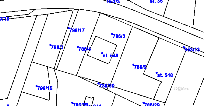 Parcela st. 549 v KÚ Rokytnice v Orlických horách, Katastrální mapa