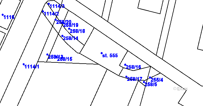 Parcela st. 555 v KÚ Rokytnice v Orlických horách, Katastrální mapa