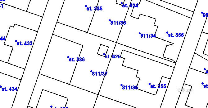 Parcela st. 625 v KÚ Rokytnice v Orlických horách, Katastrální mapa