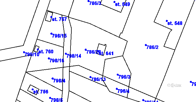 Parcela st. 641 v KÚ Rokytnice v Orlických horách, Katastrální mapa