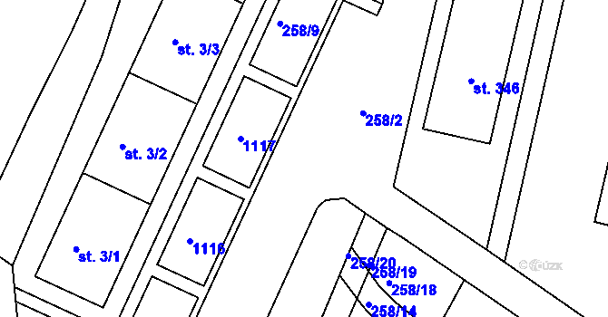 Parcela st. 258/8 v KÚ Rokytnice v Orlických horách, Katastrální mapa