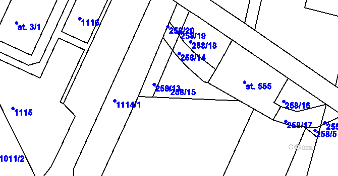 Parcela st. 258/15 v KÚ Rokytnice v Orlických horách, Katastrální mapa