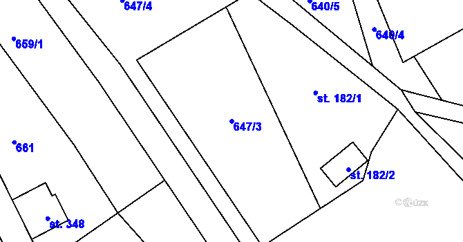 Parcela st. 647/3 v KÚ Rokytnice v Orlických horách, Katastrální mapa