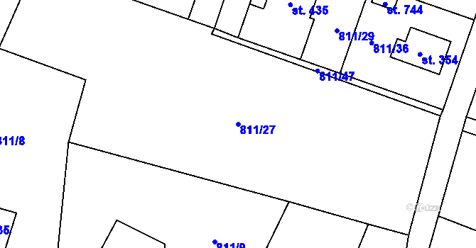 Parcela st. 811/27 v KÚ Rokytnice v Orlických horách, Katastrální mapa