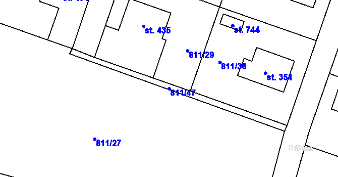 Parcela st. 811/47 v KÚ Rokytnice v Orlických horách, Katastrální mapa
