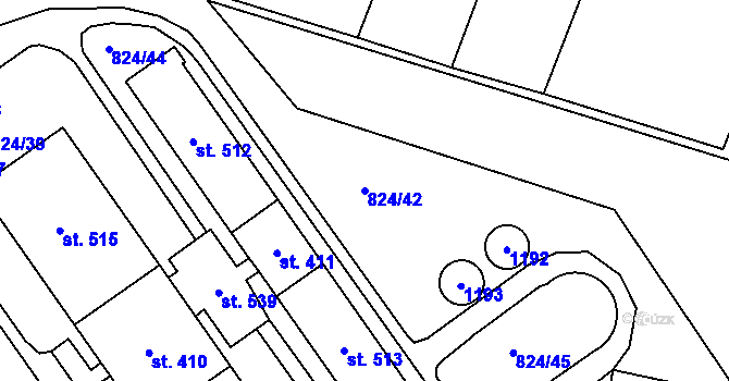 Parcela st. 824/42 v KÚ Rokytnice v Orlických horách, Katastrální mapa