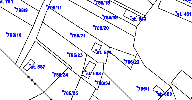 Parcela st. 644 v KÚ Rokytnice v Orlických horách, Katastrální mapa