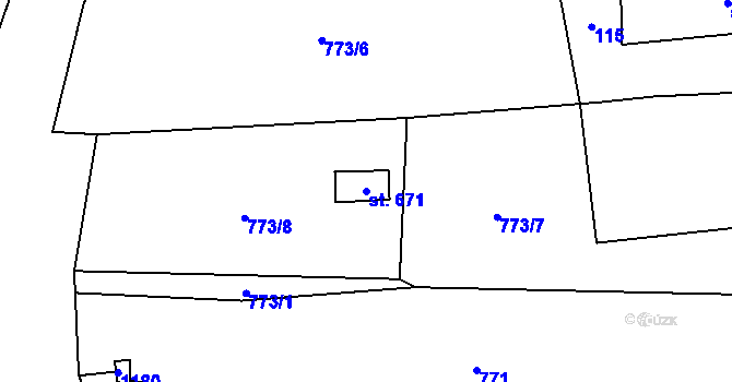 Parcela st. 671 v KÚ Rokytnice v Orlických horách, Katastrální mapa