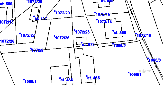 Parcela st. 673 v KÚ Rokytnice v Orlických horách, Katastrální mapa