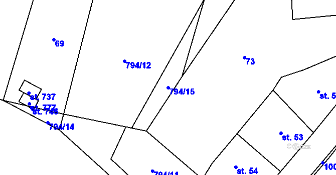 Parcela st. 794/15 v KÚ Rokytnice v Orlických horách, Katastrální mapa