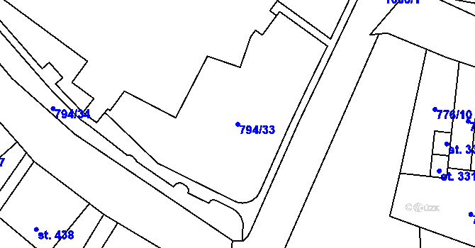 Parcela st. 794/33 v KÚ Rokytnice v Orlických horách, Katastrální mapa