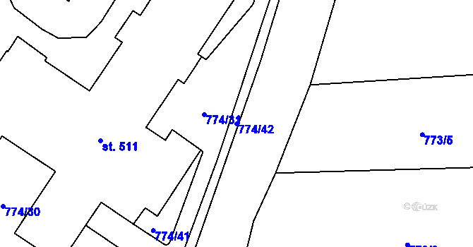 Parcela st. 774/42 v KÚ Rokytnice v Orlických horách, Katastrální mapa