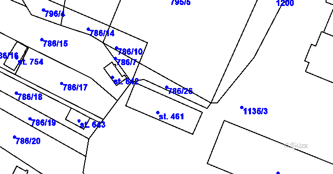 Parcela st. 786/26 v KÚ Rokytnice v Orlických horách, Katastrální mapa