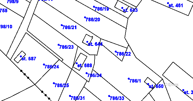 Parcela st. 786/35 v KÚ Rokytnice v Orlických horách, Katastrální mapa