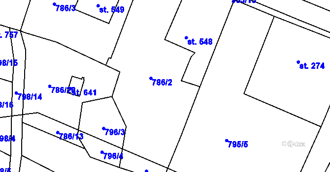 Parcela st. 786/29 v KÚ Rokytnice v Orlických horách, Katastrální mapa