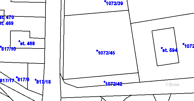 Parcela st. 1072/45 v KÚ Rokytnice v Orlických horách, Katastrální mapa