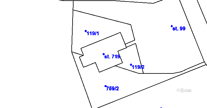 Parcela st. 719 v KÚ Rokytnice v Orlických horách, Katastrální mapa