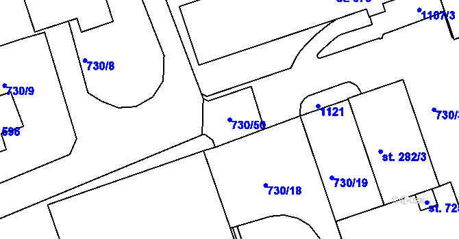 Parcela st. 730/50 v KÚ Rokytnice v Orlických horách, Katastrální mapa