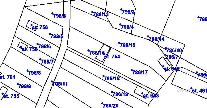 Parcela st. 754 v KÚ Rokytnice v Orlických horách, Katastrální mapa