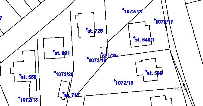 Parcela st. 785 v KÚ Rokytnice v Orlických horách, Katastrální mapa