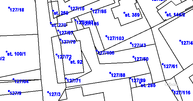 Parcela st. 127/106 v KÚ Rokytno, Katastrální mapa